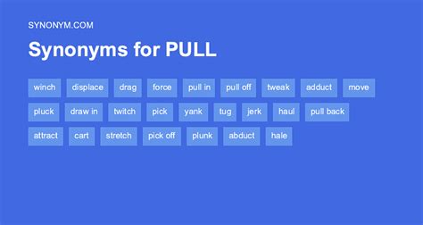 0 0 votes pull, pulling noun the act of pulling; applying force to move something toward or with you. . Synonyms for pulling